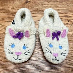 EUC Garnet Hill Boiled Wool Baby Slippers, Bunny Rabbit Style, Size: 6-12 Months